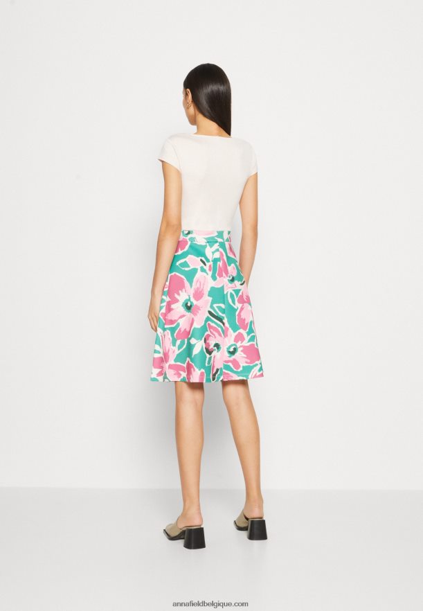 femmes robe en jean blanc/vert/rose Anna FieldNHH26B68