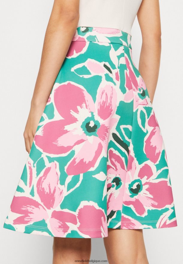 femmes robe en jean blanc/vert/rose Anna FieldNHH26B68