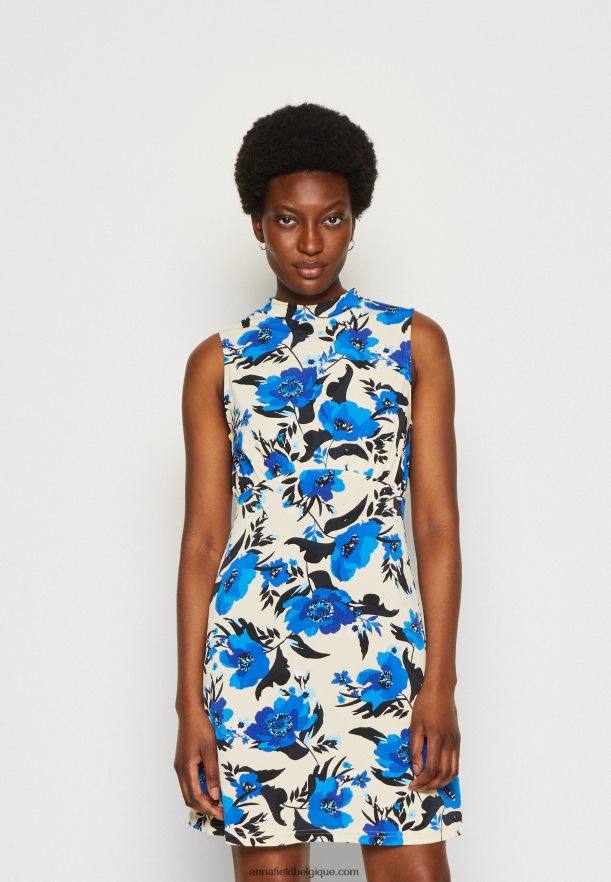 femmes robe en jersey blanc cassé/bleu Anna FieldNHH26B166