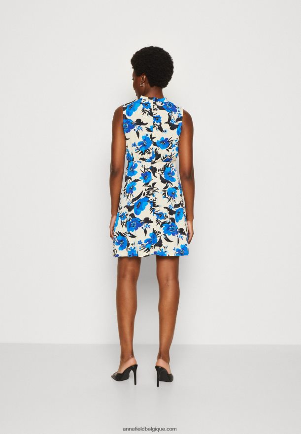 femmes robe en jersey blanc cassé/bleu Anna FieldNHH26B166