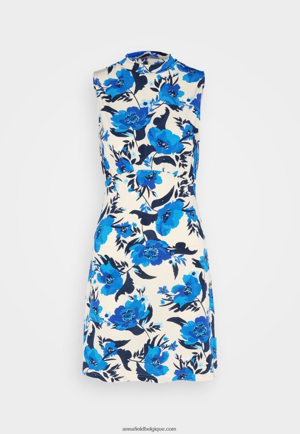 femmes robe en jersey blanc cassé/bleu Anna FieldNHH26B166