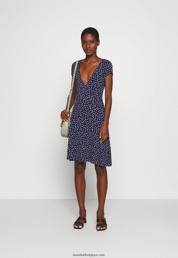 femmes robe en jersey bleu marine/blanc Anna FieldNHH26B129