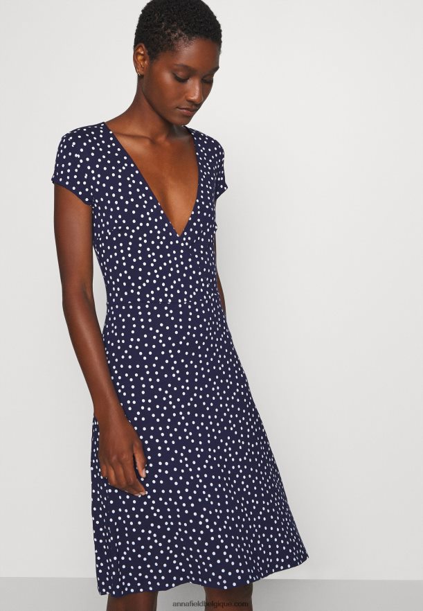 femmes robe en jersey bleu marine/blanc Anna FieldNHH26B129