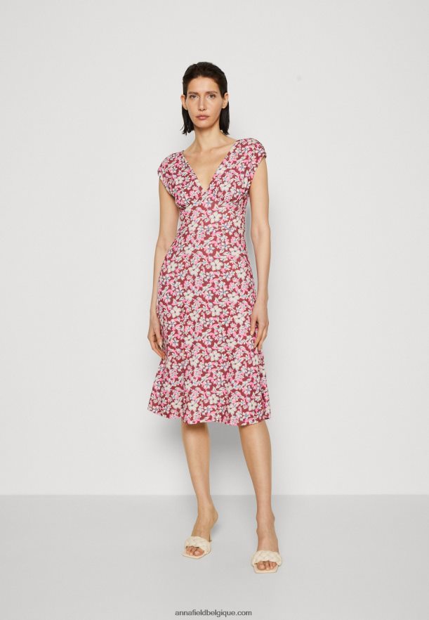 femmes robe en jersey marron/beige/rose Anna FieldNHH26B123