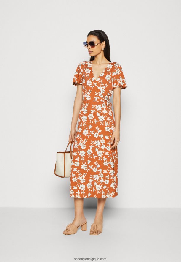 femmes robe en jersey marron/blanc Anna FieldNHH26B185