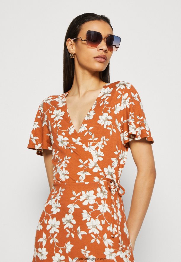 femmes robe en jersey marron/blanc Anna FieldNHH26B185