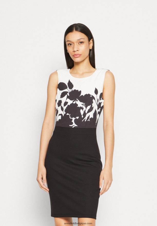 femmes robe en jersey noir/blanc Anna FieldNHH26B106