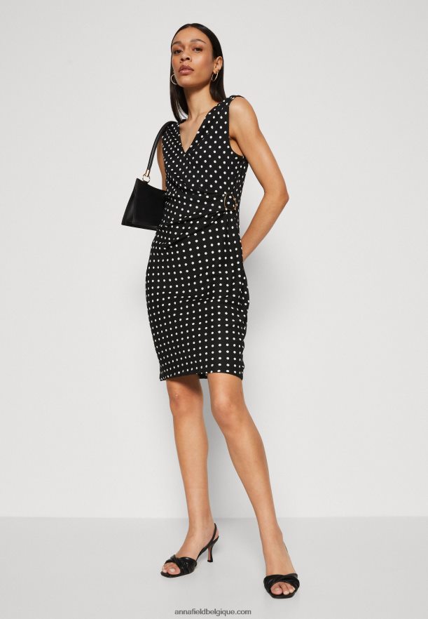 femmes robe en jersey noir/blanc Anna FieldNHH26B108