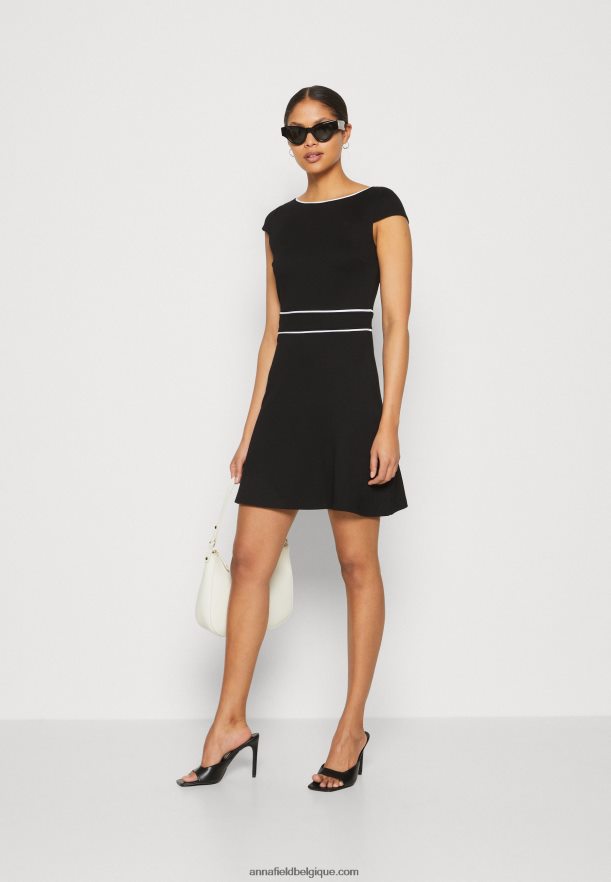 femmes robe en jersey noir/blanc Anna FieldNHH26B113