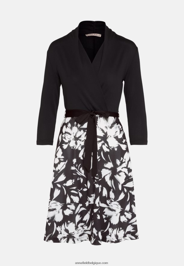 femmes robe en jersey noir/blanc Anna FieldNHH26B130