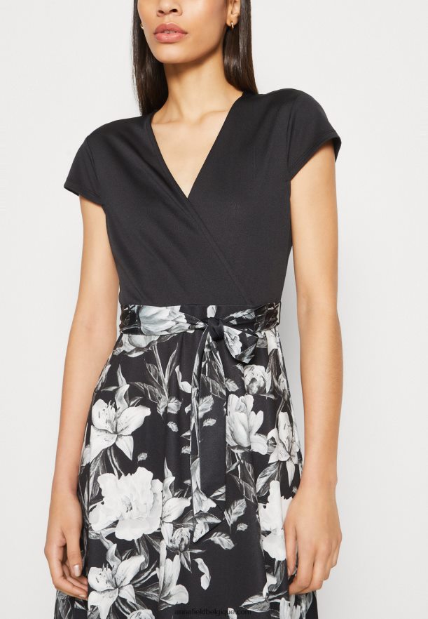 femmes robe en jersey noir/gris/blanc Anna FieldNHH26B156