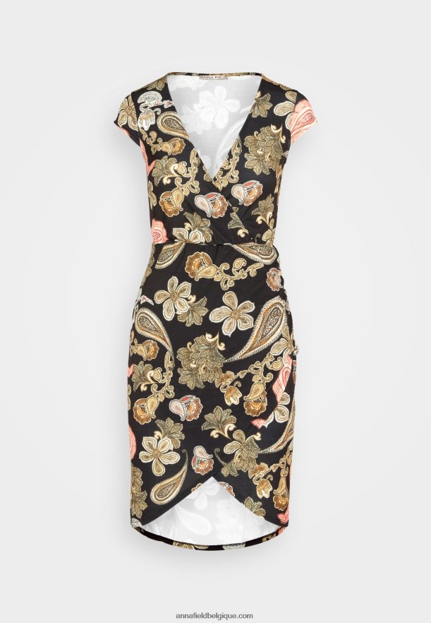 femmes robe en jersey noir/multicolore Anna FieldNHH26B189