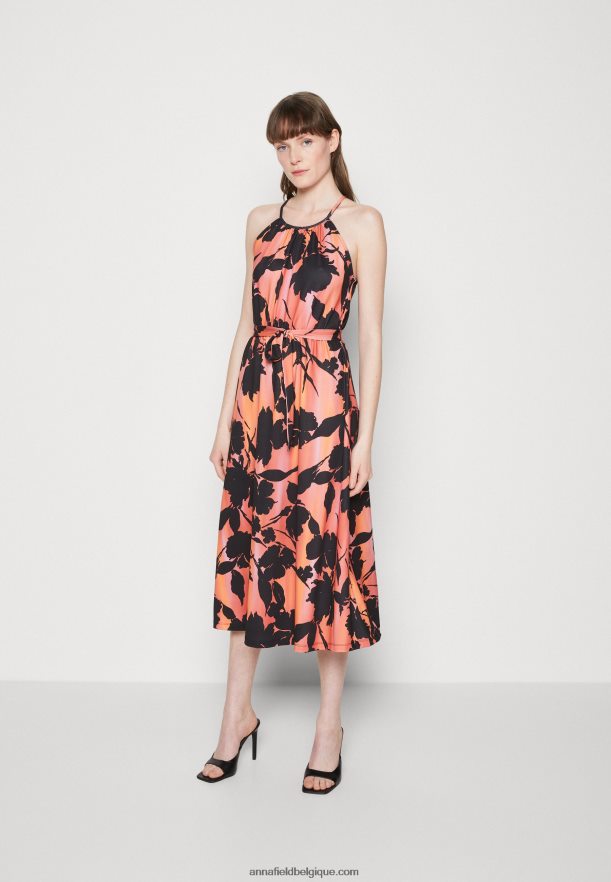 femmes robe en jersey noir/orange Anna FieldNHH26B47