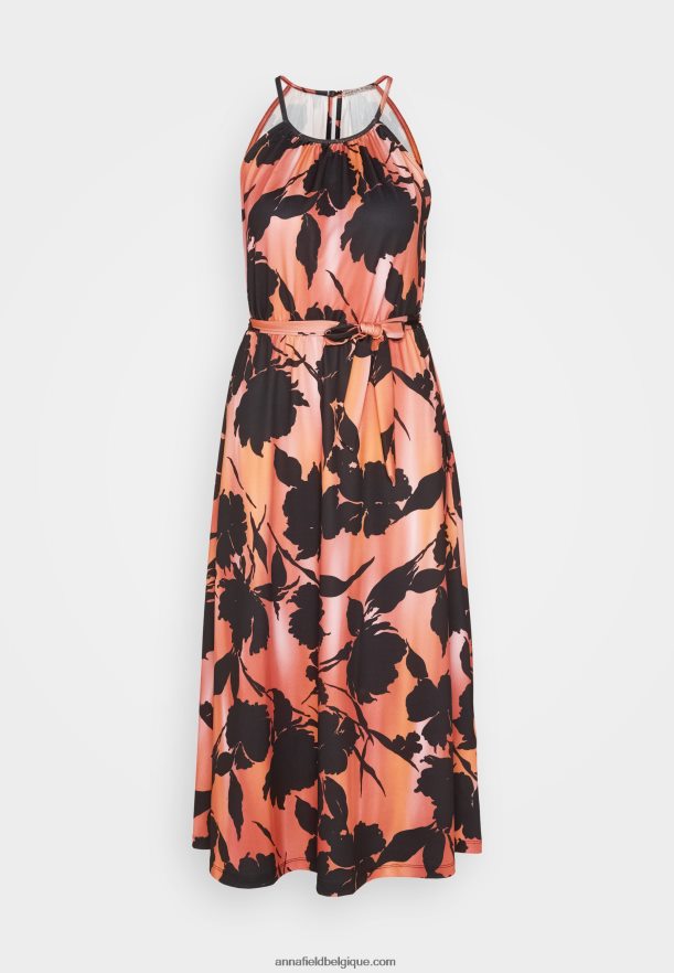 femmes robe en jersey noir/orange Anna FieldNHH26B47