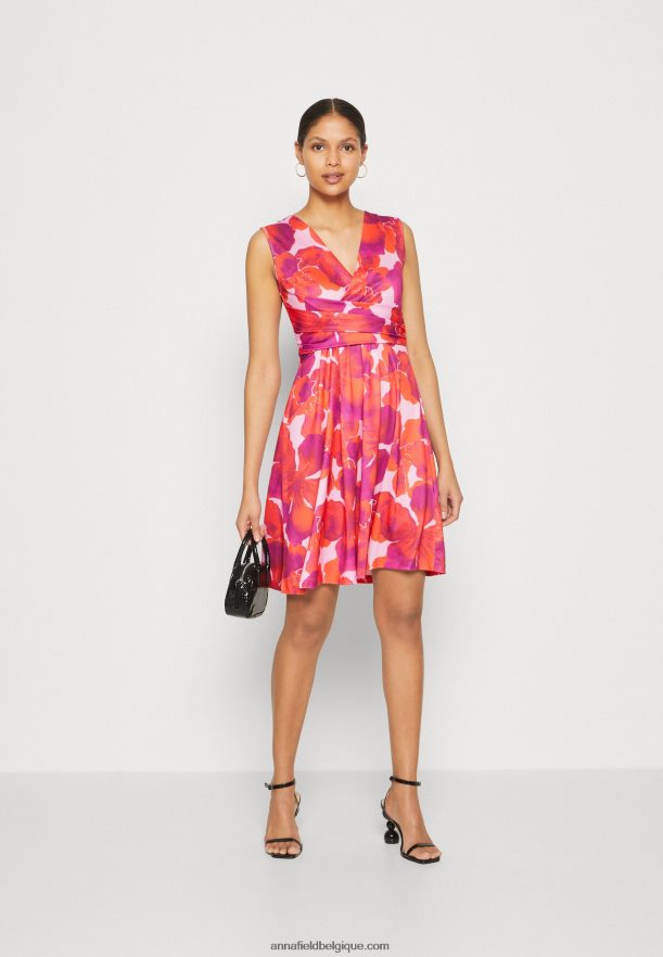 femmes robe en jersey rouge/rose Anna FieldNHH26B117