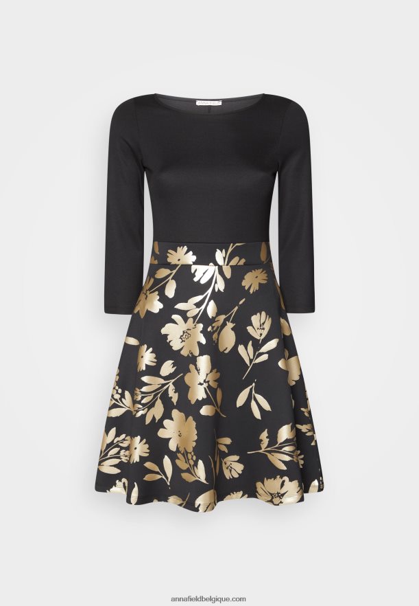 femmes robe jersey or noir Anna FieldNHH26B186