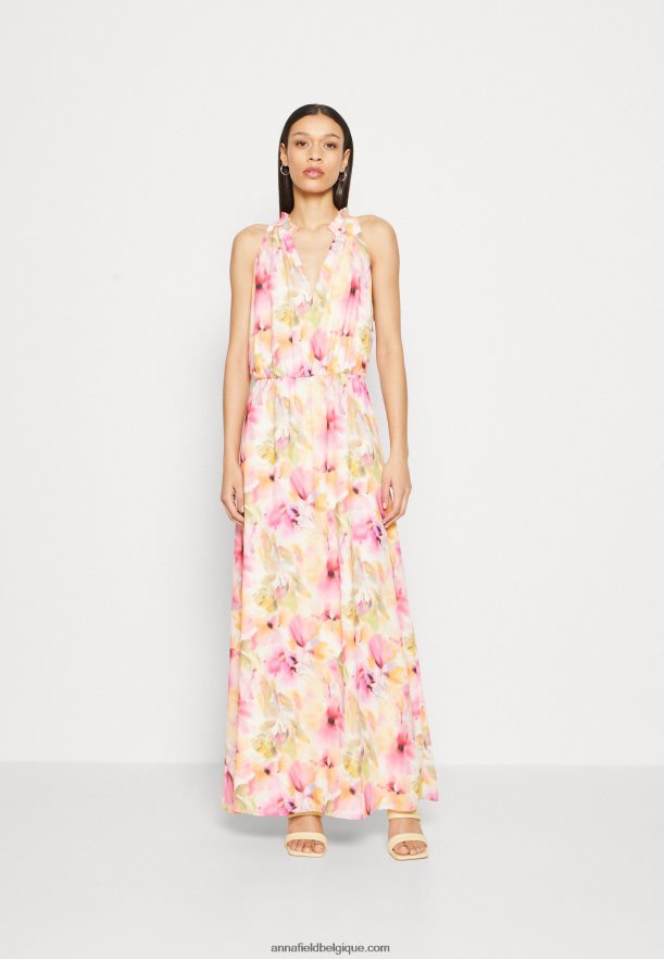femmes robe longue blanc/rose Anna FieldNHH26B223