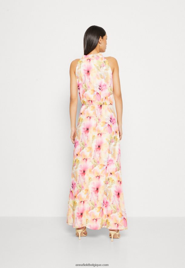 femmes robe longue blanc/rose Anna FieldNHH26B223