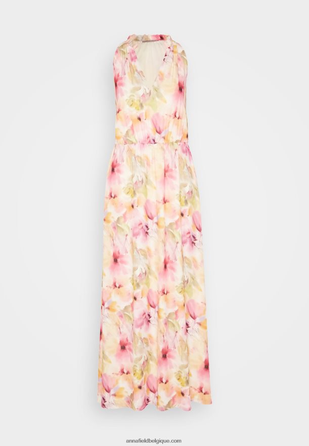 femmes robe longue blanc/rose Anna FieldNHH26B223