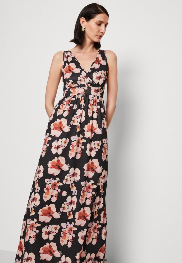 femmes robe longue noir/rose/multicolore Anna FieldNHH26B141