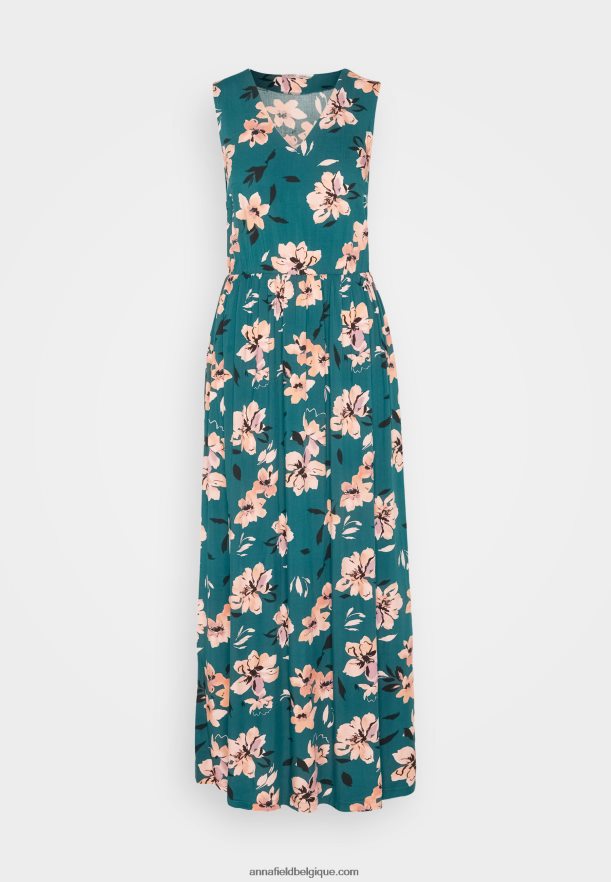 femmes robe longue vert foncé/rose Anna FieldNHH26B224