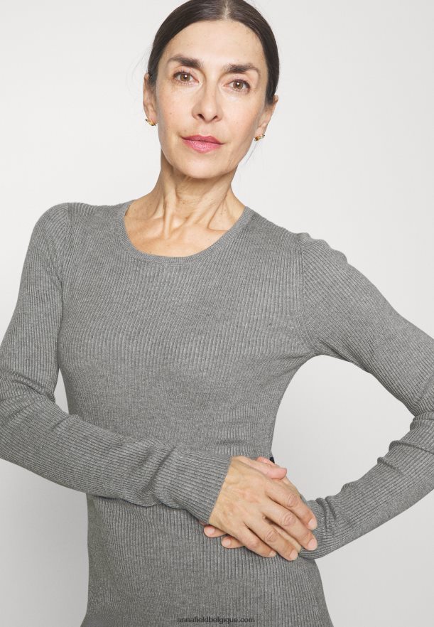 femmes robe pull chiné gris clair/noir Anna FieldNHH26B215