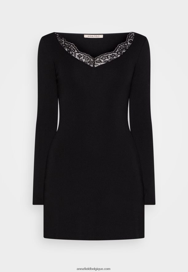 femmes robe pull noire Anna FieldNHH26B236