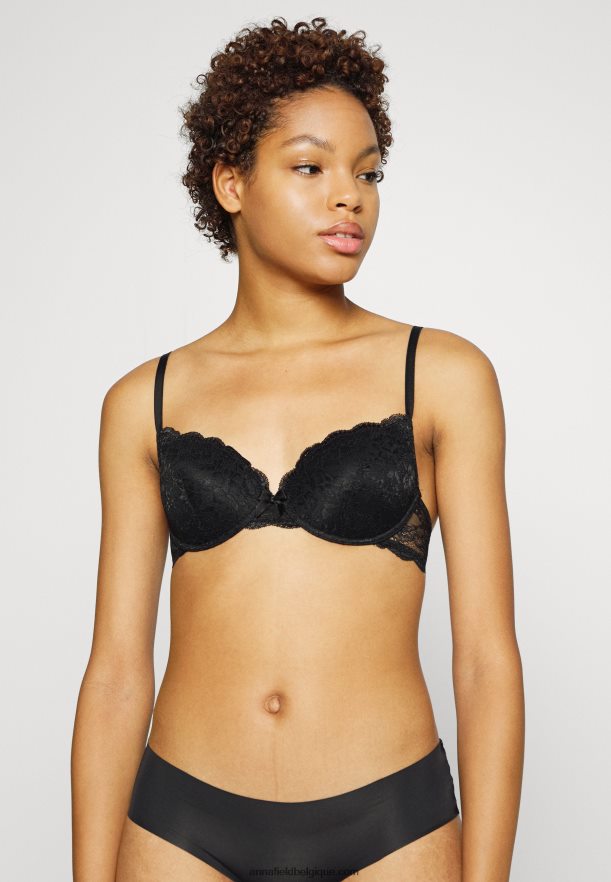 femmes Lot de 2 soutiens-gorge t-shirt en dentelle soutien-gorge à armatures blanc/noir Anna FieldNHH26B943