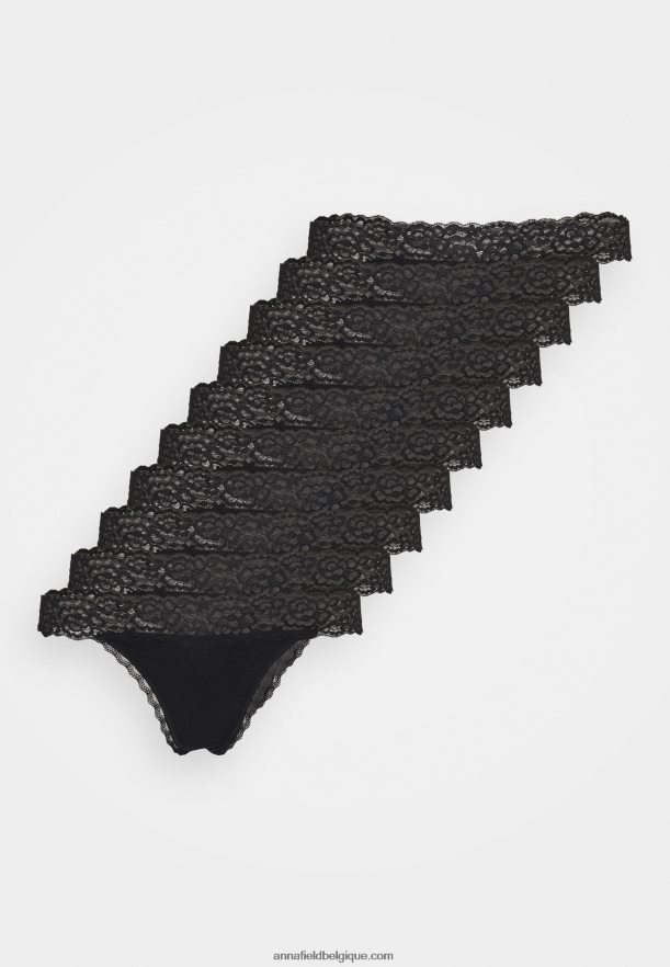 femmes String coton et dentelle 10pp noir Anna FieldNHH26B1011