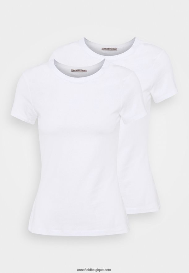 femmes Lot de 2 t-shirts basiques blanc Anna FieldNHH26B252