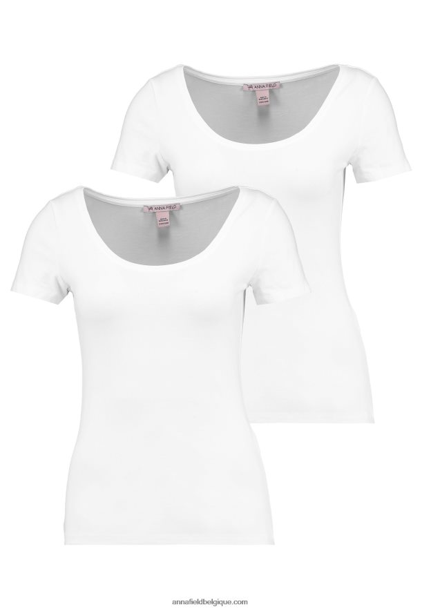 femmes Lot de 2 t-shirts basiques blanc Anna FieldNHH26B306