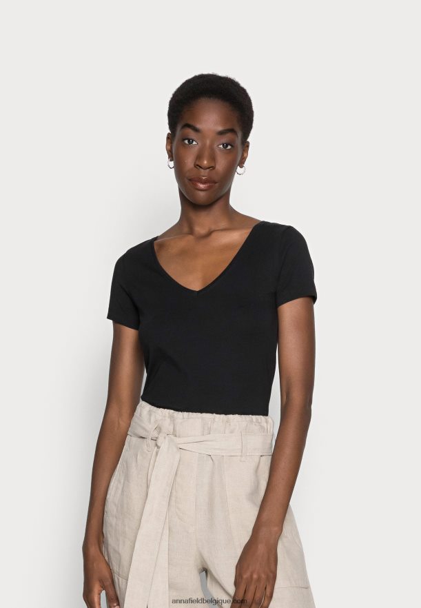 femmes Lot de 2 t-shirts basiques noir Anna FieldNHH26B354