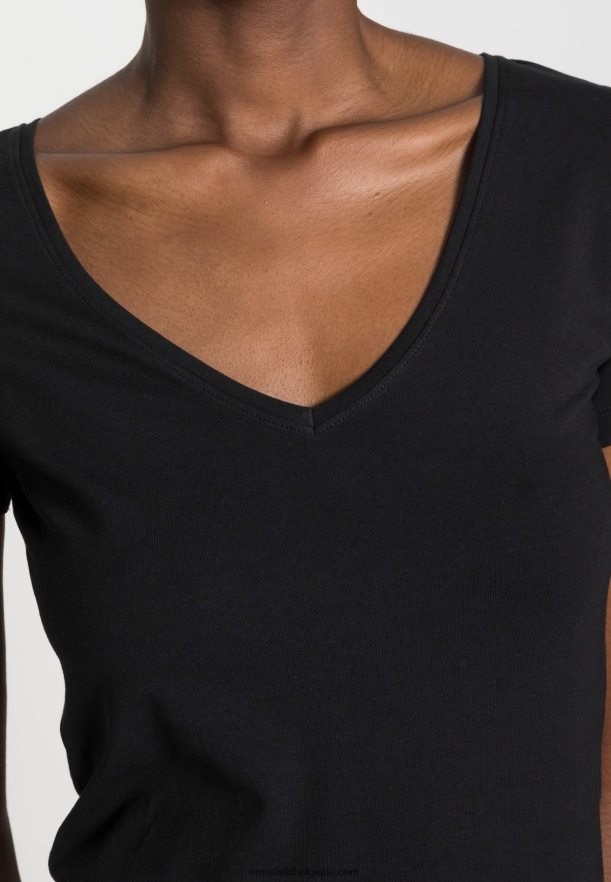 femmes Lot de 2 t-shirts basiques noir Anna FieldNHH26B354