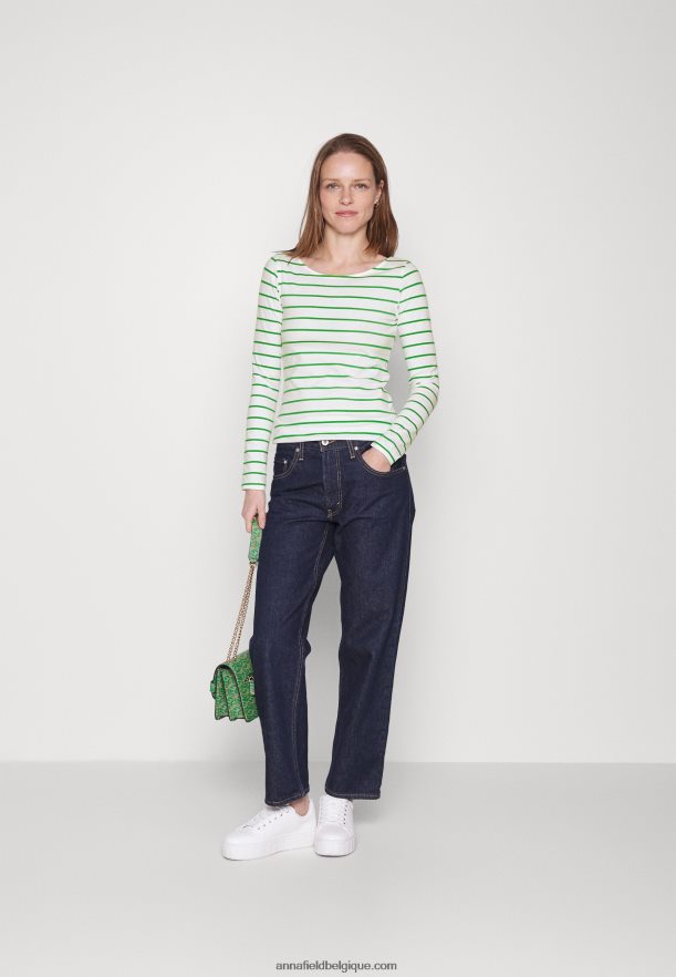 femmes Lot de 2 tops manches longues blanc/vert Anna FieldNHH26B562