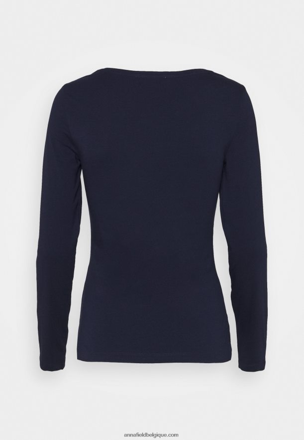 femmes Lot de 2 tops manches longues bleu foncé/gris clair chiné Anna FieldNHH26B522