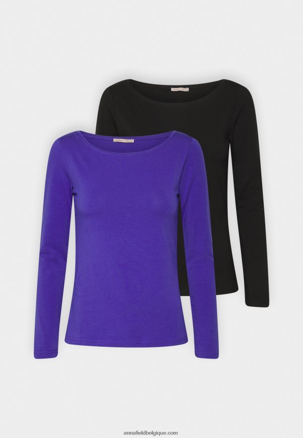 femmes Lot de 2 tops manches longues bleu/noir Anna FieldNHH26B592