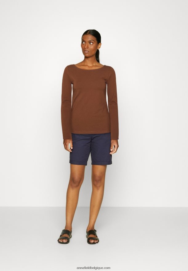 femmes Lot de 2 tops manches longues marron/blanc Anna FieldNHH26B584