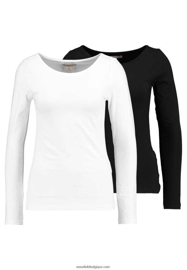 femmes Lot de 2 tops manches longues noir/blanc Anna FieldNHH26B550