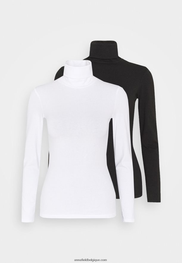 femmes Lot de 2 tops manches longues noir/blanc Anna FieldNHH26B551