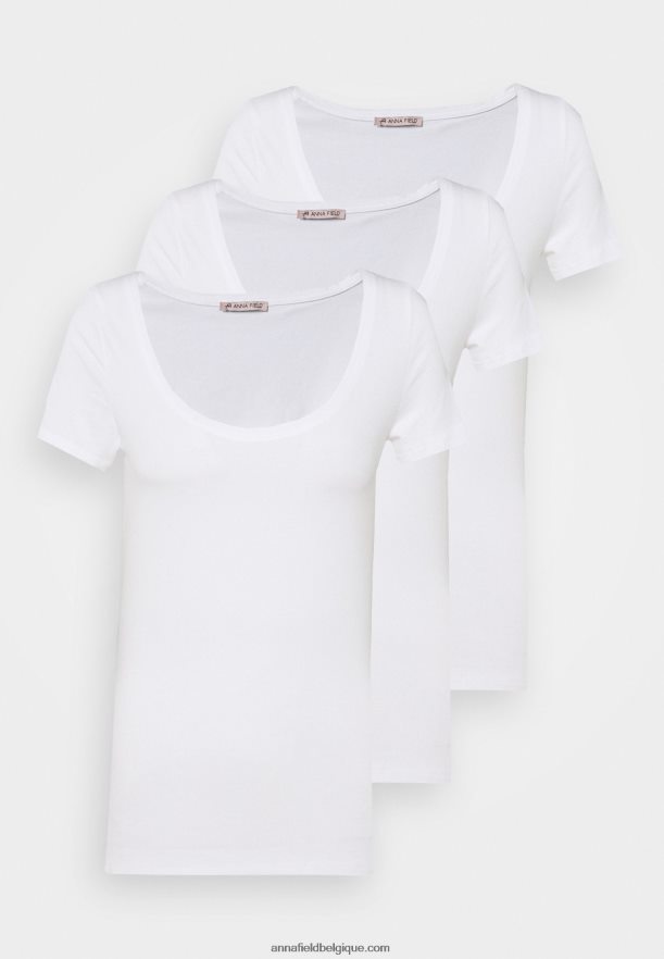 femmes Lot de 3 t-shirts basiques blanc Anna FieldNHH26B328