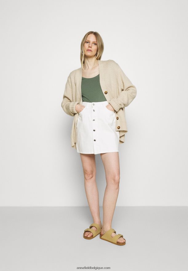 femmes Lot de 3 t-shirts basiques blanc/gris clair chiné/vert clair Anna FieldNHH26B342