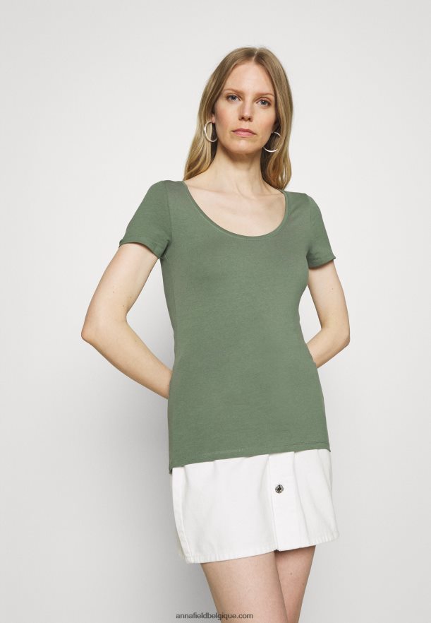 femmes Lot de 3 t-shirts basiques blanc/gris clair chiné/vert clair Anna FieldNHH26B342