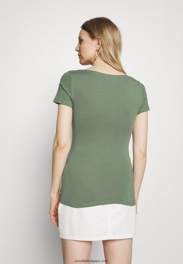 femmes Lot de 3 t-shirts basiques blanc/gris clair chiné/vert clair Anna FieldNHH26B342