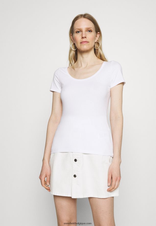 femmes Lot de 3 t-shirts basiques blanc/gris clair chiné/vert clair Anna FieldNHH26B342