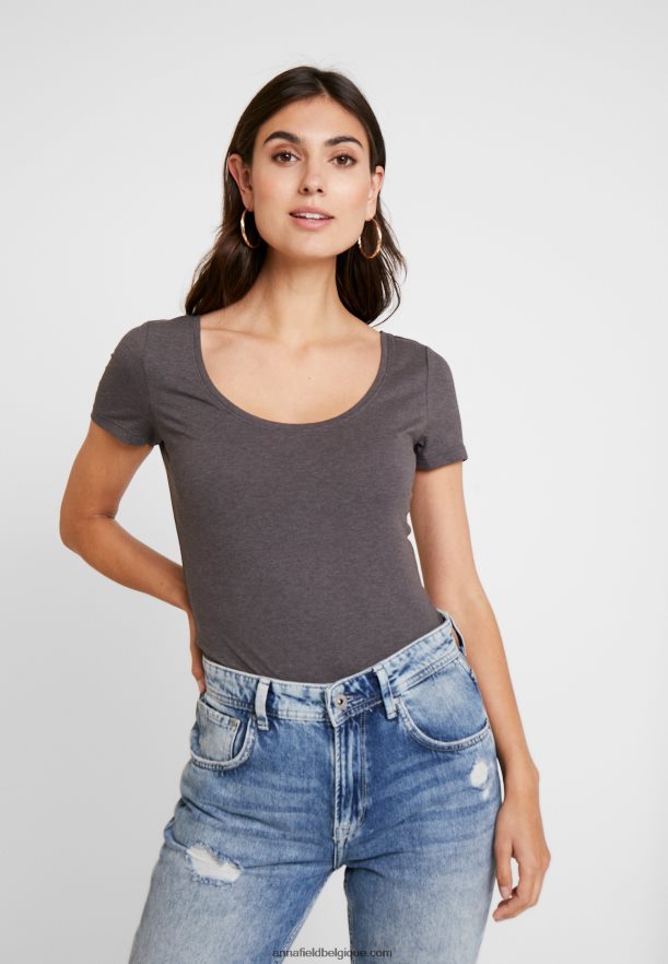 femmes Lot de 3 t-shirts basiques blanc/noir/gris foncé Anna FieldNHH26B312