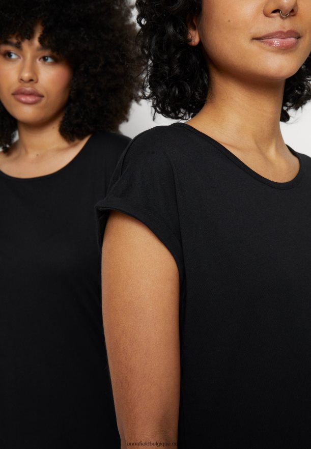 femmes Lot de 3 t-shirts imprimés bleu clair/blanc/noir Anna FieldNHH26B263