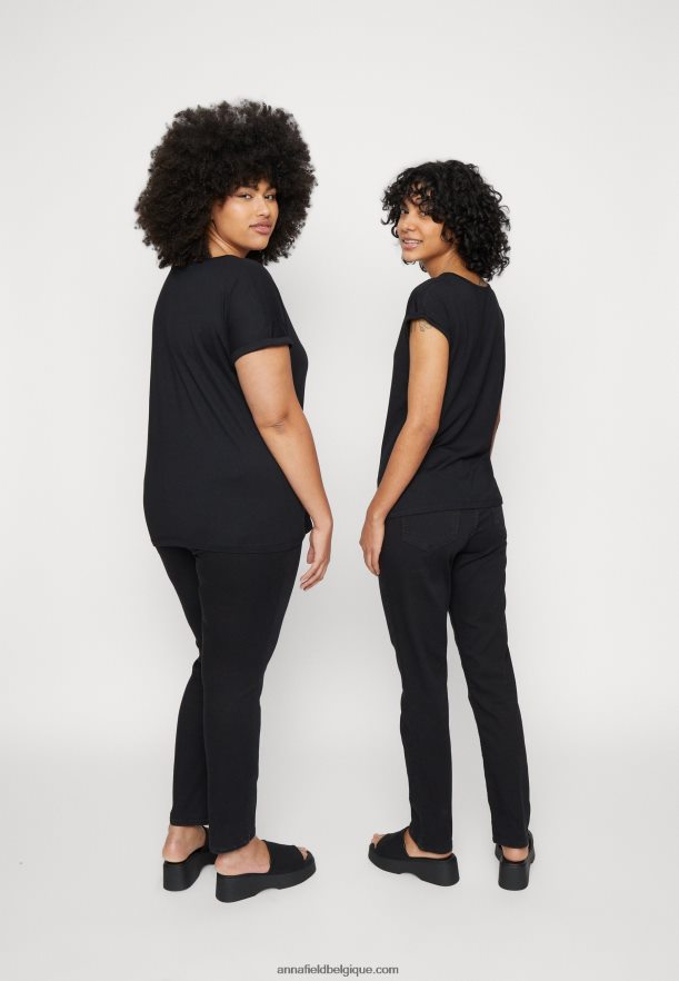 femmes Lot de 3 t-shirts imprimés bleu clair/blanc/noir Anna FieldNHH26B263