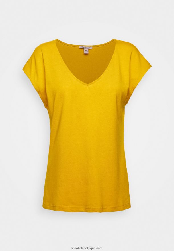 femmes t-shirt basique jaune doré Anna FieldNHH26B279