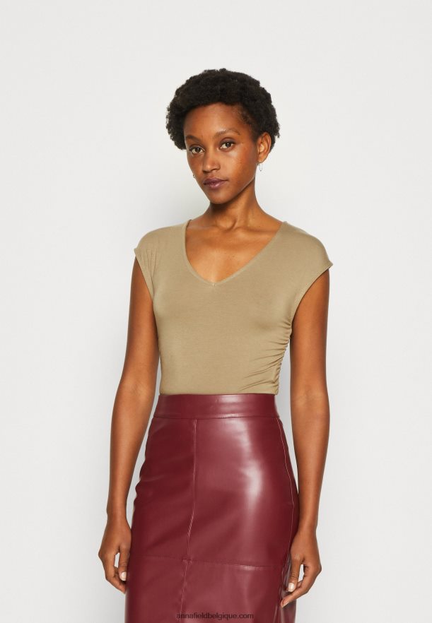 femmes t-shirt imprimé beige Anna FieldNHH26B309