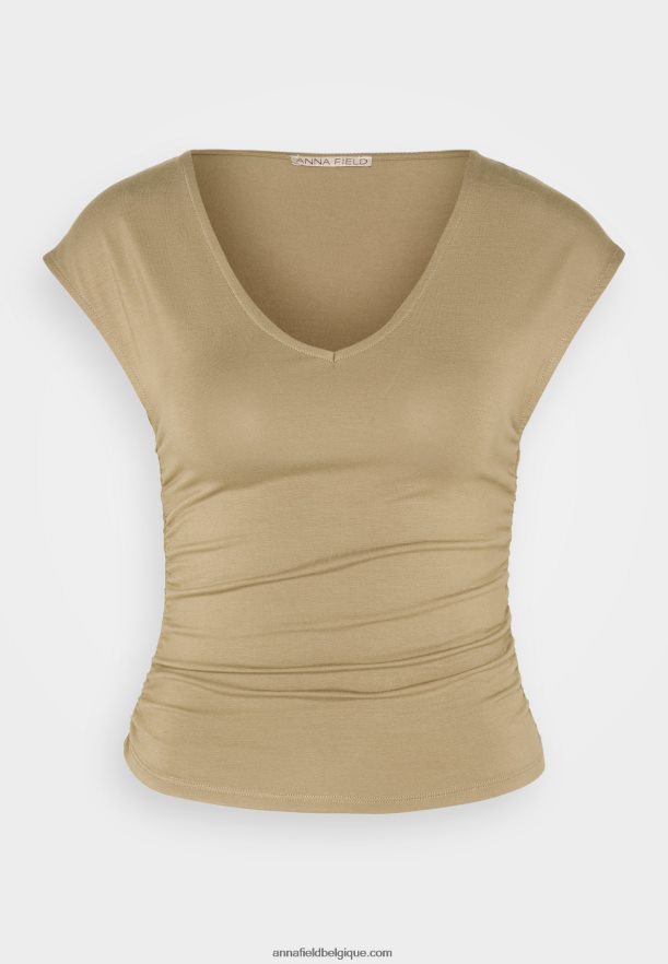 femmes t-shirt imprimé beige Anna FieldNHH26B309